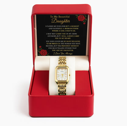 To My Beautiful Daughter" Luxury Gold Watch