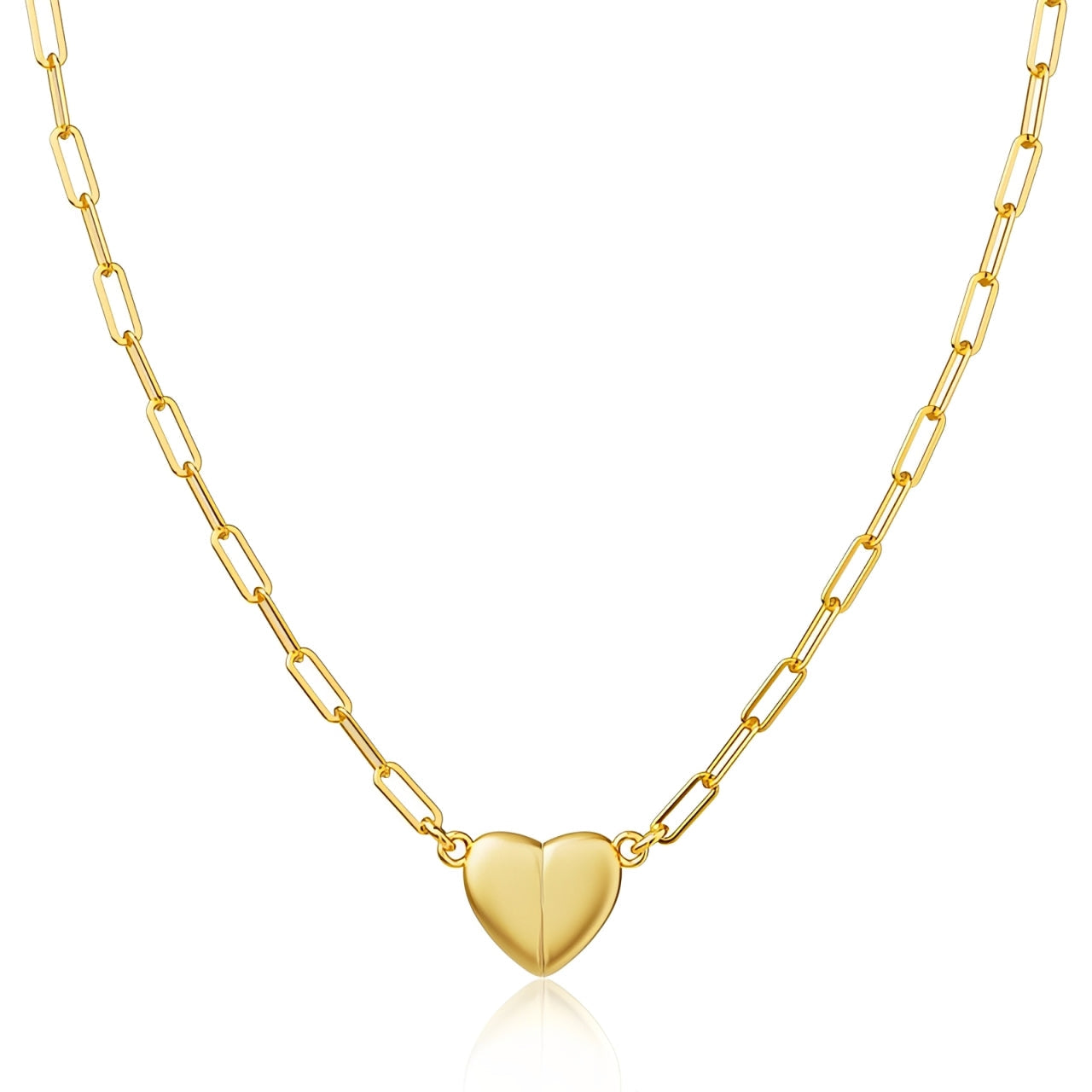 Bella Magnet Heart Necklace, 18K Gold Plated